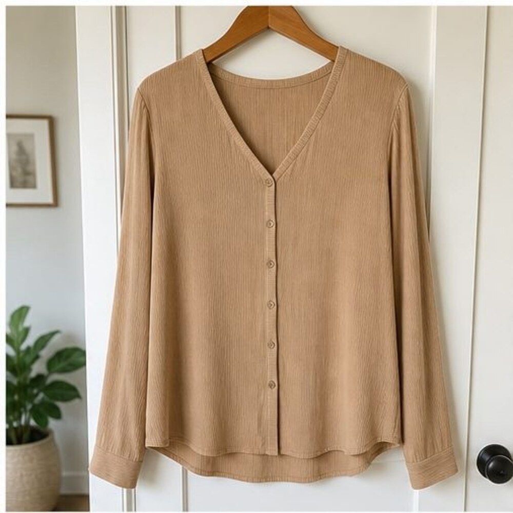 Camel Ruffle Blouse